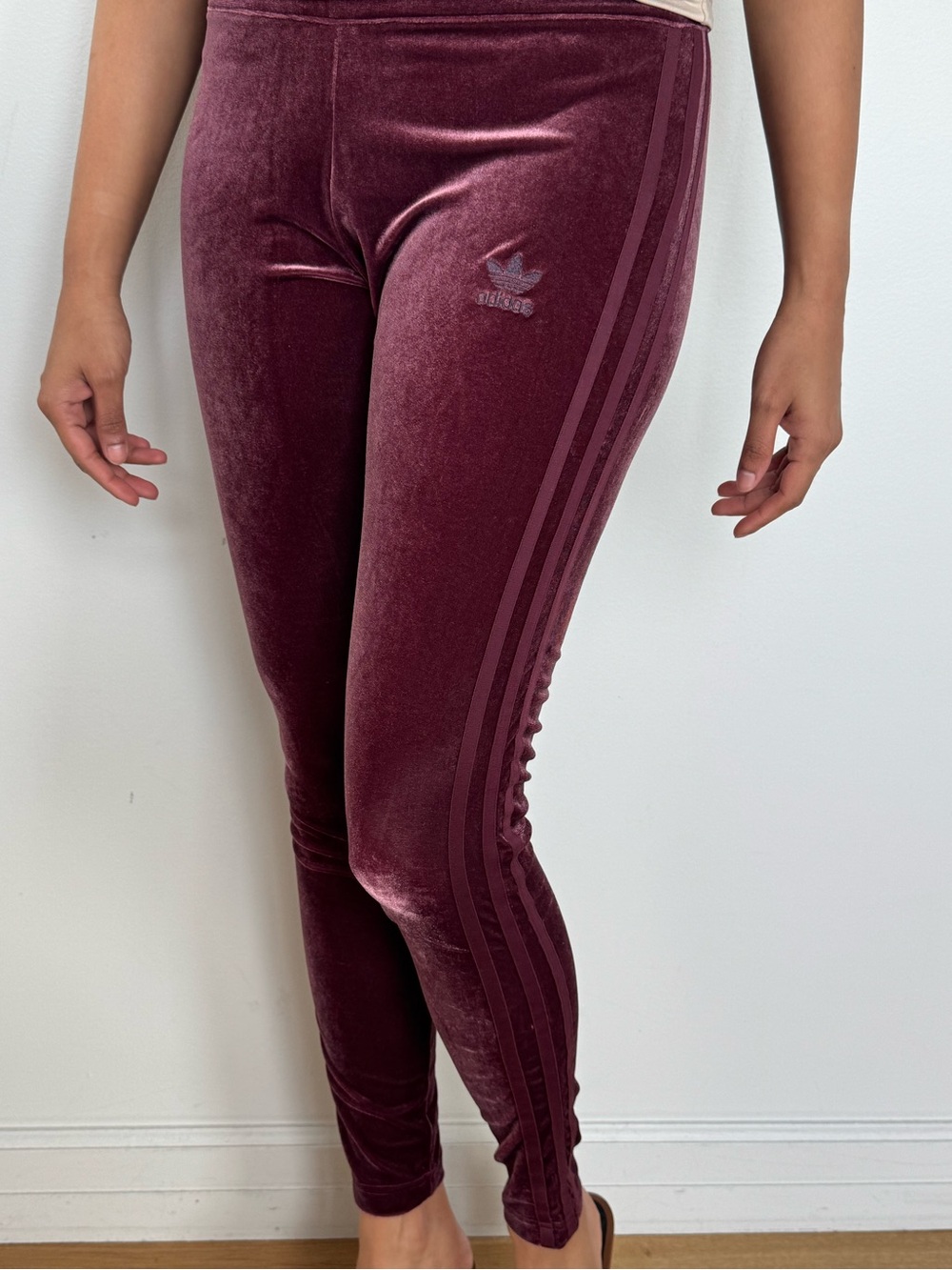 Adidas Burgundy Velvet Leggings